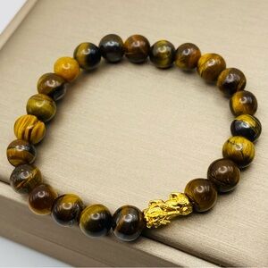 18k Piyao/Pixui Tiger Eye Elastic Bracelet